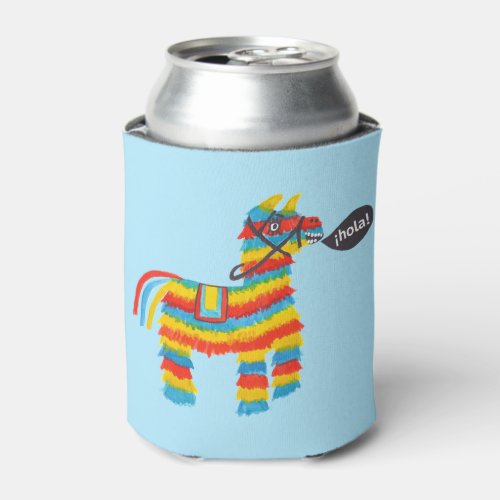Fiesta colorful donkey piata says hola can cooler