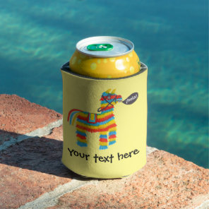 Fiesta Colorful Donkey Piñata says Hola CUSTOM   Can Cooler