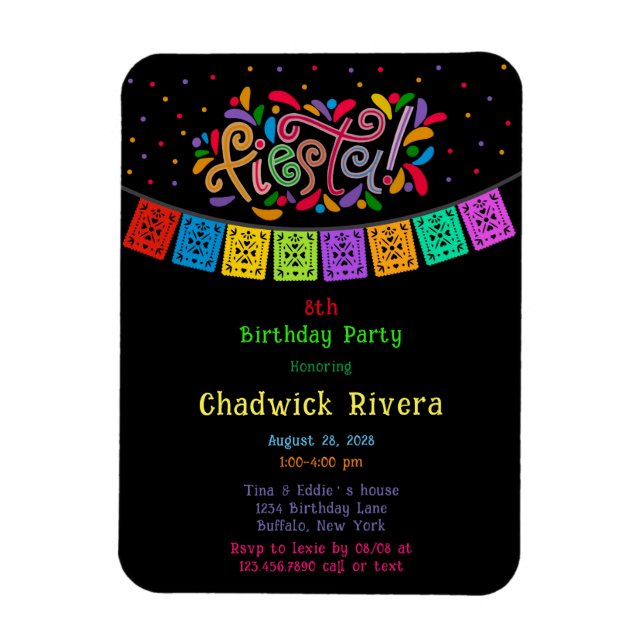 Fiesta Colorful Dots Flag Banner Birthday Party In Magnet (Vertical)