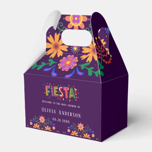 Fiesta Colorful Floral Baby Shower Favor Boxes