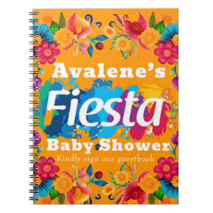 Fiesta Colorful Floral Baby Shower Guestbook Notebook