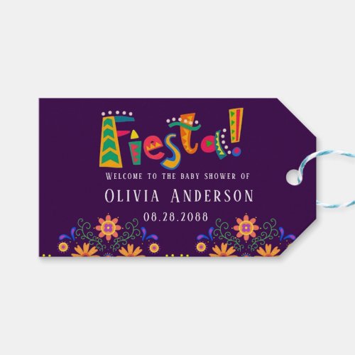 Fiesta Colorful Floral Baby Shower Thank You Gift Tags