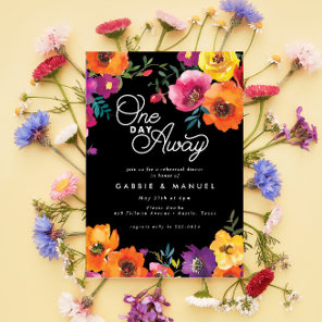 Fiesta Colorful Floral Black Rehearsal Dinner Invitation