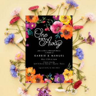 Fiesta Colorful Floral Black Rehearsal Dinner Invitation