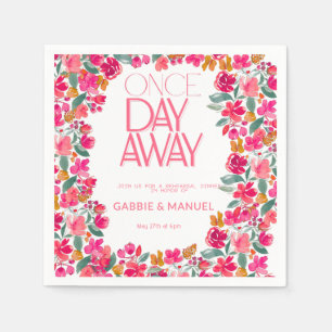 Fiesta Colorful Floral Black Rehearsal Dinner Napkins