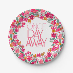 Fiesta Colorful Floral Black Rehearsal Dinner Paper Plates