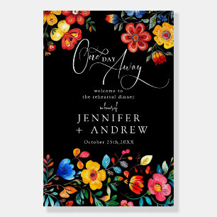 Fiesta Colorful Floral Black Rehearsal Dinner Sign