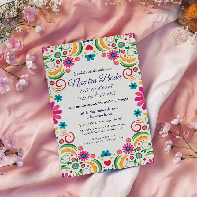 Fiesta Colorful Floral Botanical Spanish Wedding Invitation (Fiesta Colorful Floral Botanical Spanish Wedding Invitation)