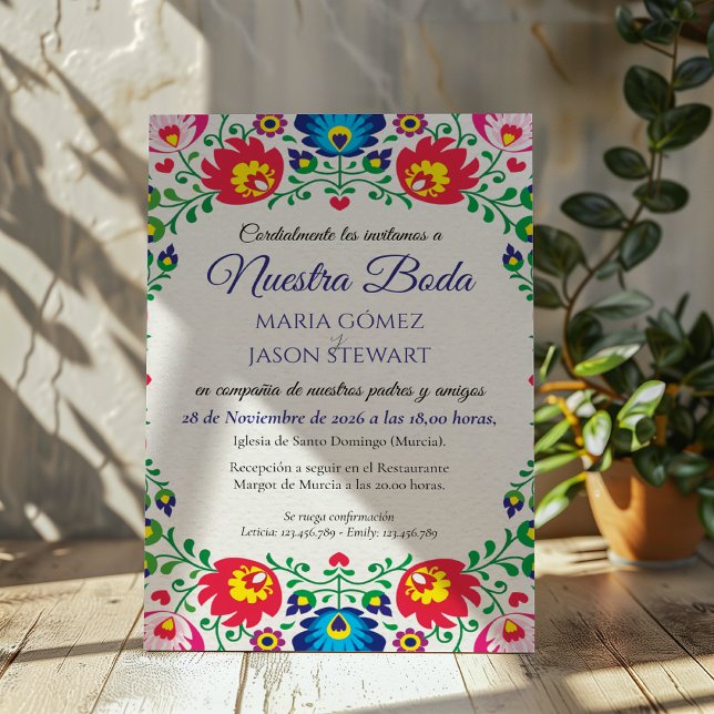 Fiesta Colorful Floral Botanical Spanish Wedding Invitation (Fiesta Colorful Floral Botanical Spanish Wedding Invitation)