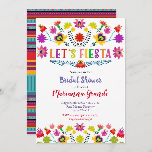 Fiesta Colorful Floral  Bridal Shower Invitation