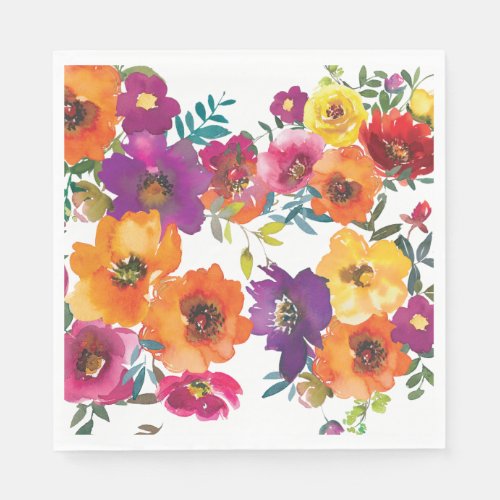 Fiesta Colorful Floral Mexican Rehearsal Dinner Napkins