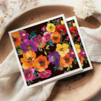 Fiesta Colorful Floral Mexican Rehearsal Dinner Napkins