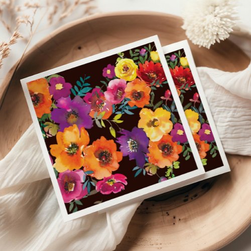 Fiesta Colorful Floral Mexican Rehearsal Dinner Napkins