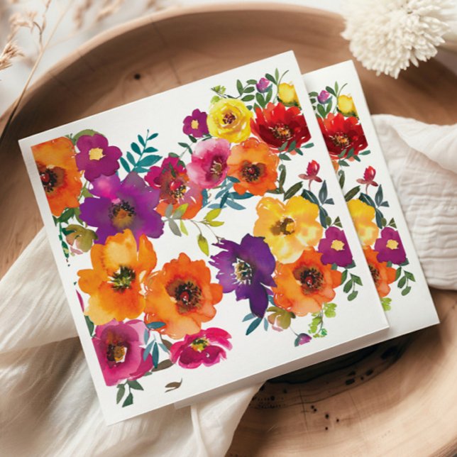 Fiesta Colorful Floral Mexican Rehearsal Dinner Napkins (Creator Uploaded)