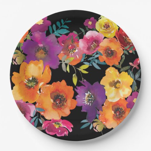 Fiesta Colorful Floral Mexican Rehearsal Dinner Paper Plates