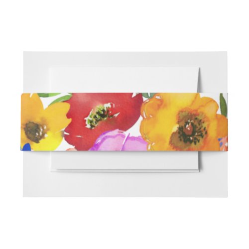Fiesta Colorful Floral Mexican Wedding Invitation Belly Band