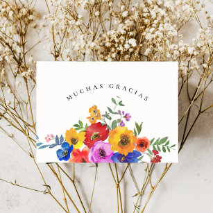 Fiesta Colorful Floral Mexico Spanish Wedding Thank You Card