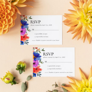 Fiesta Colorful Floral Mexico Wedding RSVP Card
