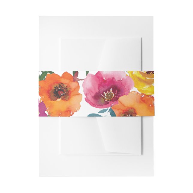 Fiesta Colorful Floral Rehearsal Dinner Invitation Belly Band (Front Example)