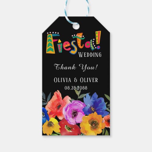 Fiesta Colorful Floral Wedding Thank You Gift Tags