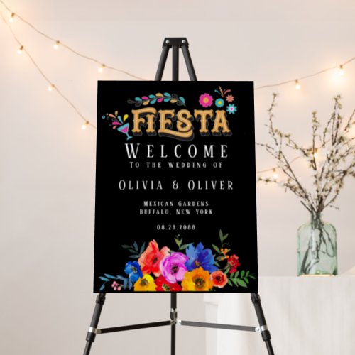 Fiesta Colorful Floral Wedding Welcome Sign