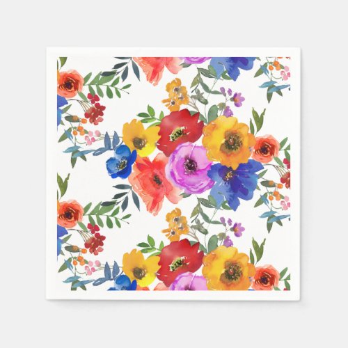 Fiesta Colorful Flower Mexican Wedding Engagement Napkins