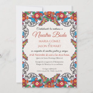 Fiesta Colorful Flowers Botanical Spanish Wedding Invitation