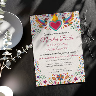 Fiesta Colorful Flowers Botanical Spanish Wedding Invitation