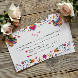 Fiesta Colorful Flowers Botanical Spanish Wedding RSVP Card