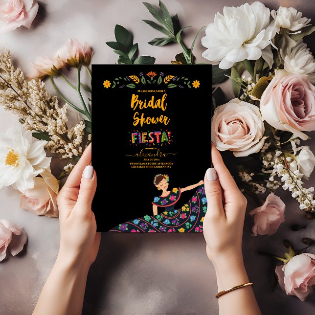 Fiesta Colorful Flowers Bridal Shower Invitation (Creator Uploaded)