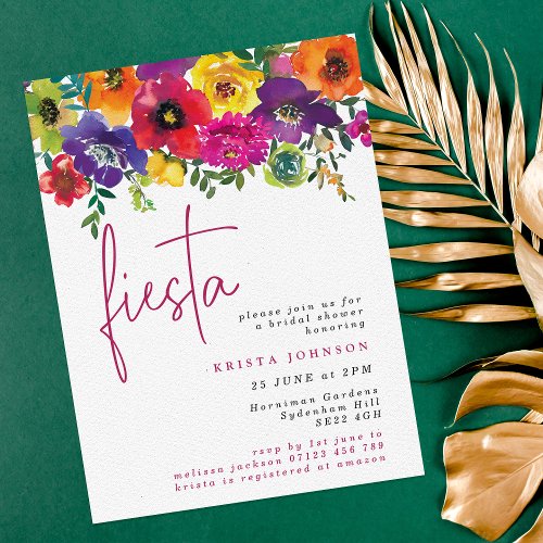 Fiesta Colorful Flowers Bridal Shower Invitation