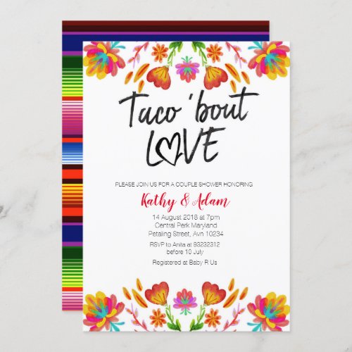Fiesta colorful Taco about Love COUPLES SHOWER Invitation