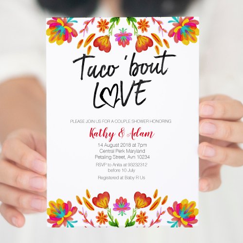 Fiesta colorful Taco about Love COUPLES SHOWER Invitation