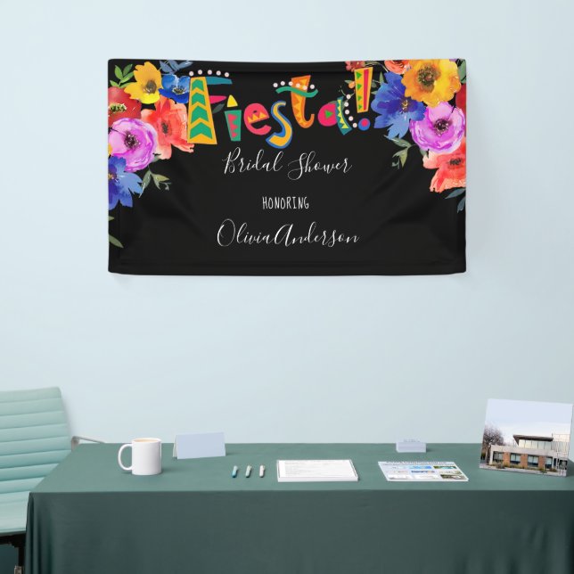 Fiesta Colorful Watercolor Floral Bridal Shower Banner (Tradeshow)