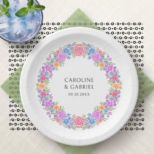 Fiesta Colorful Wildflowers Wedding Paper Plates