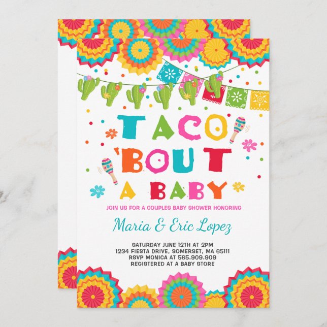 Fiesta Couples Baby Shower Invitation Co-ed Shower (Front/Back)
