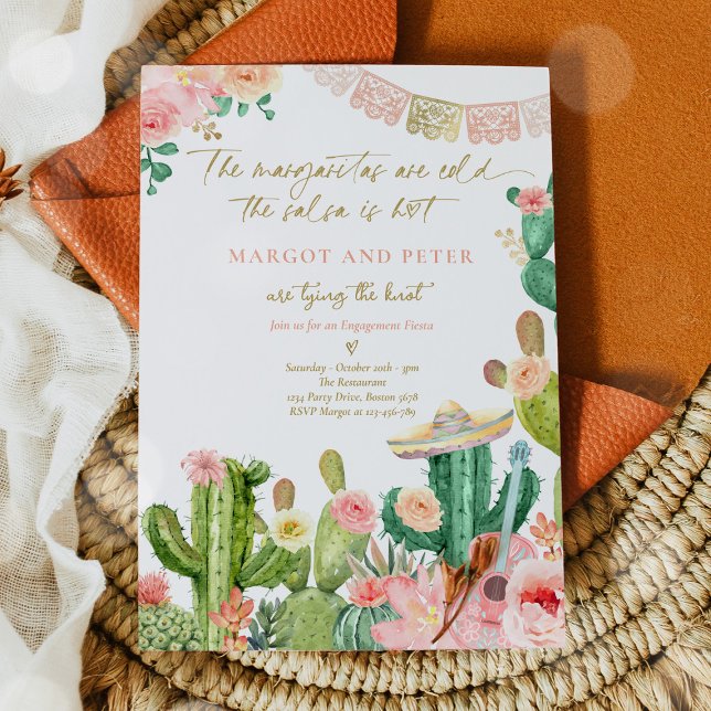Fiesta Couples Engagement Fiesta Cactus Mexican In Invitation (Creator Uploaded)