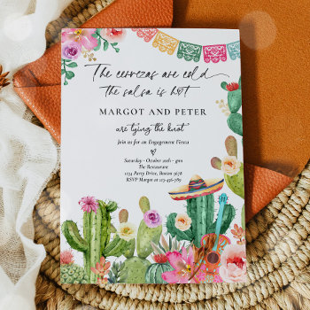 Fiesta Couples Engagement Fiesta Cactus Mexican Invitation by PixelPerfectionParty at Zazzle