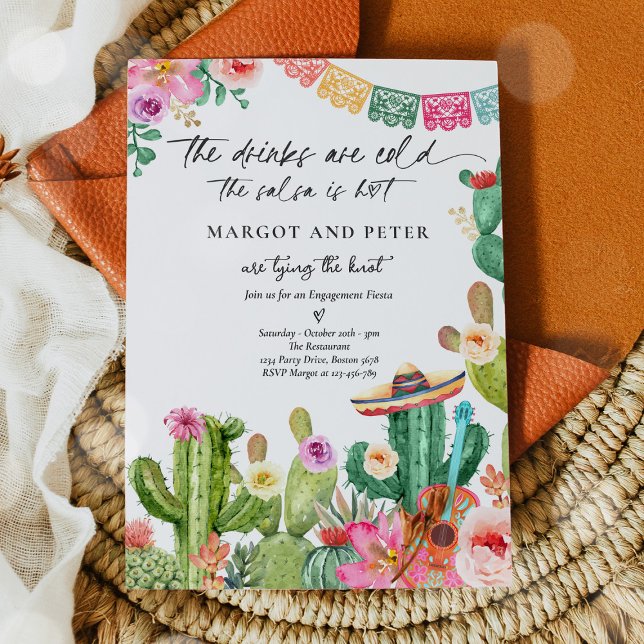 Fiesta Couples Engagement Fiesta Cactus Mexican  Invitation (Creator Uploaded)