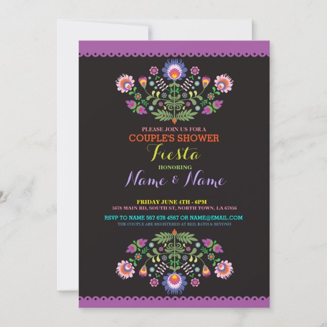 Fiesta Couples Shower Engage Mexican Floral Invite (Front)