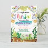 Fiesta couples shower invitation with cactuc (Standing Front)