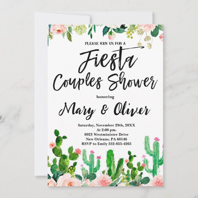 Fiesta Couples Shower Invite, fiesta theme Invitation (Front)