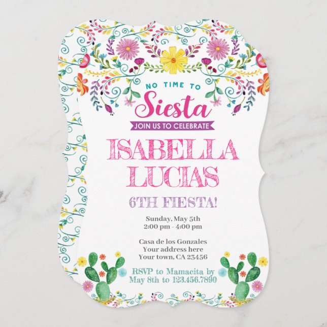 Fiesta, cumpleaños de Cinco de Mayo Invitation (Front/Back)