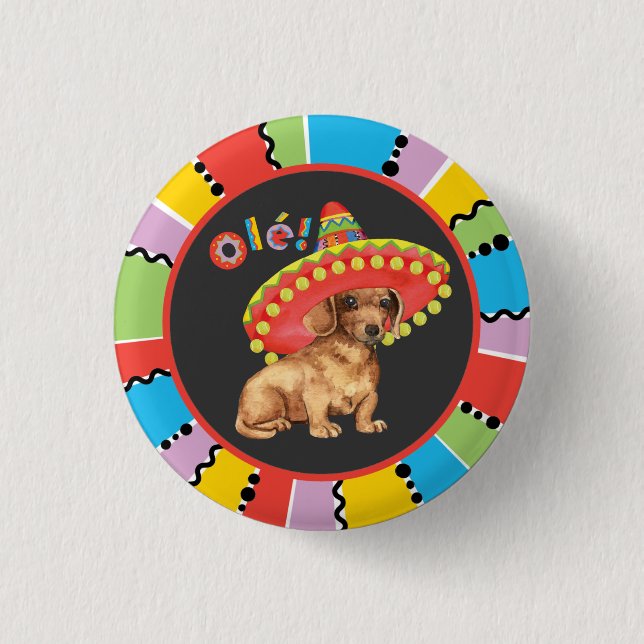 Fiesta Dachshund Pinback Button (Front)