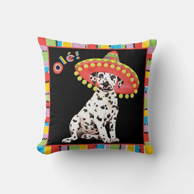 Fiesta Dalmatian Throw Pillow (Front)