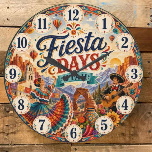 Fiesta Days Festival Utah Southwest Folk Art Decor Large Clock