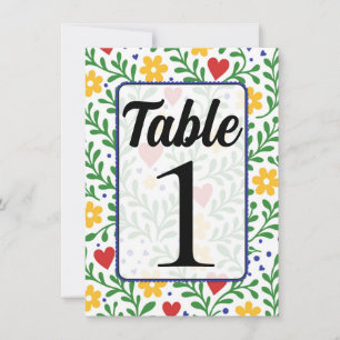 Fiesta de Amor Bold Colorful Floral Table Number