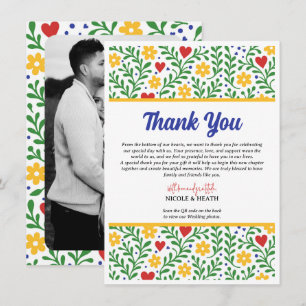 Fiesta de Amor Bold Colorful Floral Thank You Invitation