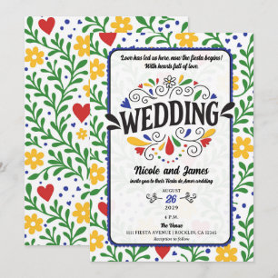 Fiesta de Amor Bold Colorful Floral Wedding Invitation