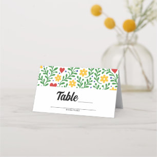 Fiesta de Amor Bold Colorful Floral Wedding Place Card
